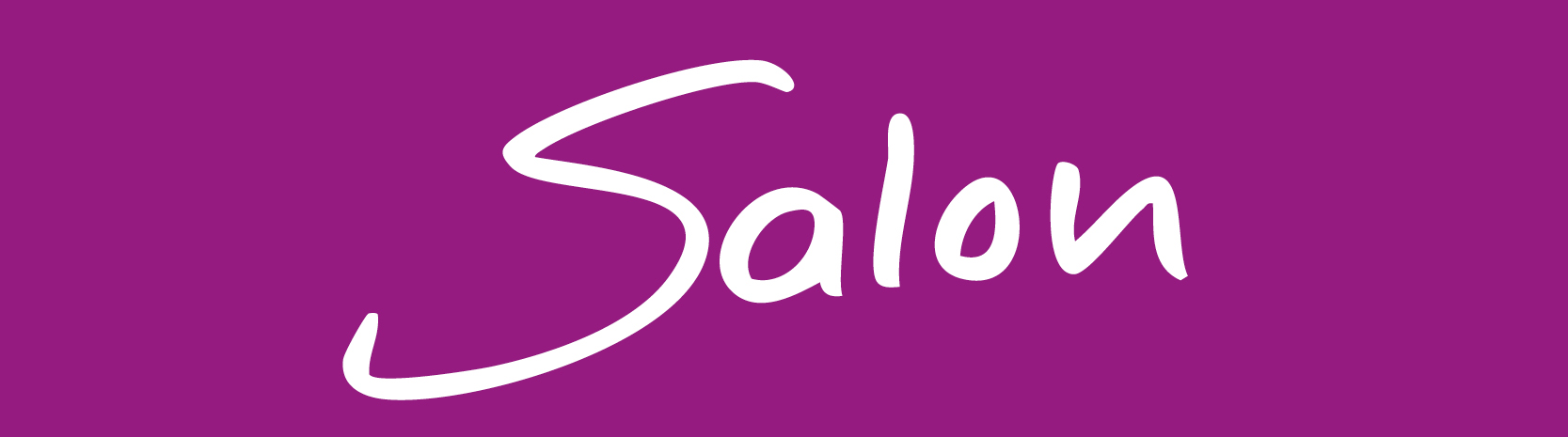 Das Bild zeigt den Schriftzug »Salon« auf farbigem Untergrund. Stückbild des Stückes Über den Tellerrand