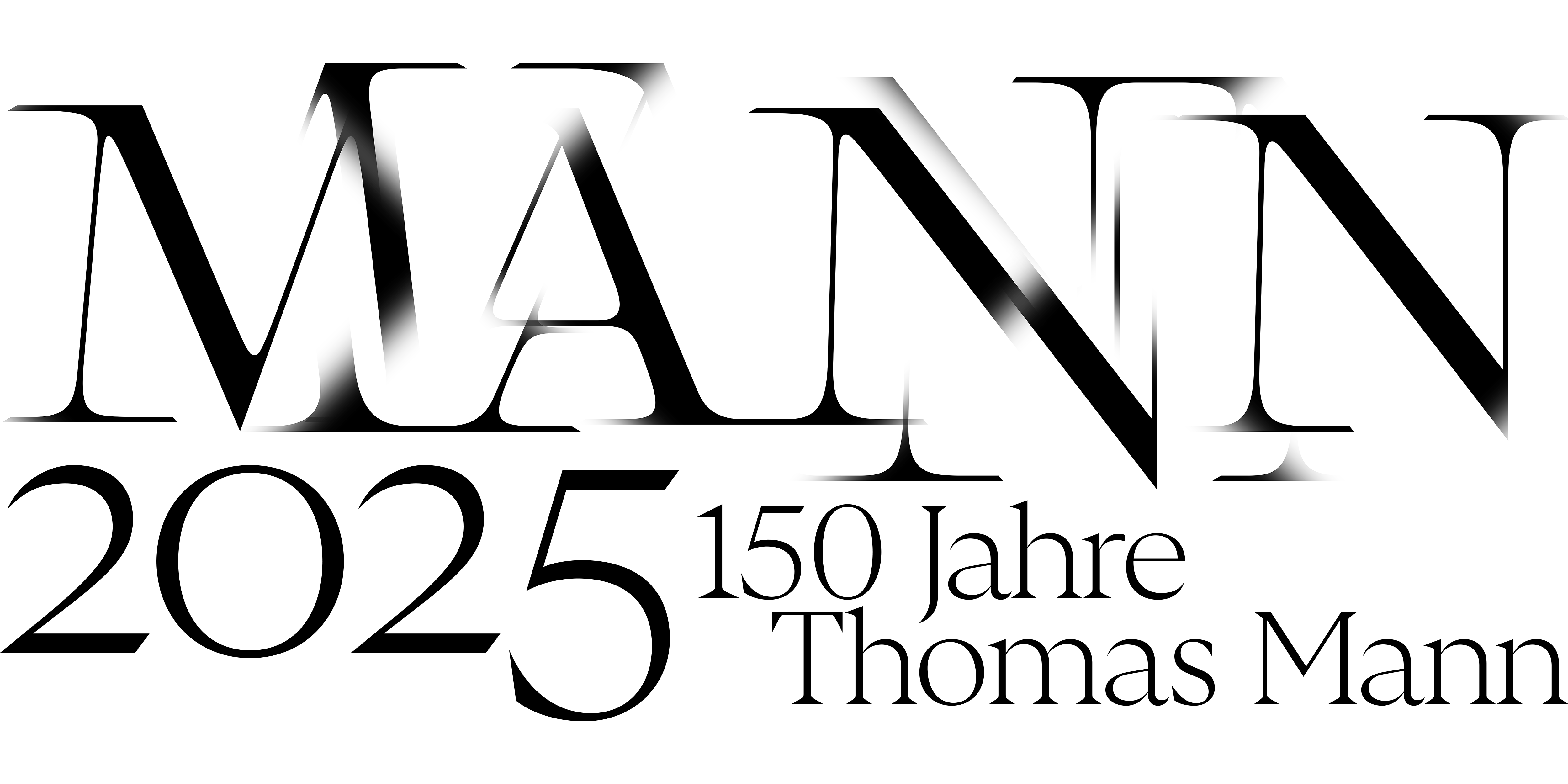 Logo zum Jubiläumsjahr mit Schriftzug MANN 2025 - 150 Jahre Thomas Mann